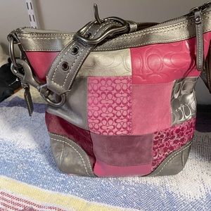 COACH PATCHWORK Silver & Pink Leather Cross-body
